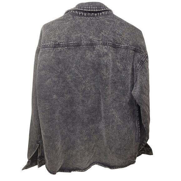 Y2K Grunge Black Acid Wash Denim Jean Shacket Forever 21 Men S Like New - Picture 4 of 7